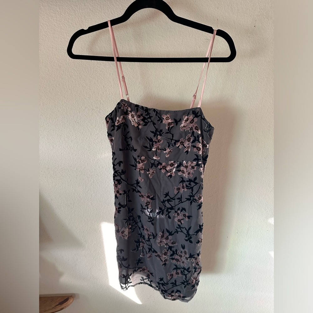Pink flower mini dress